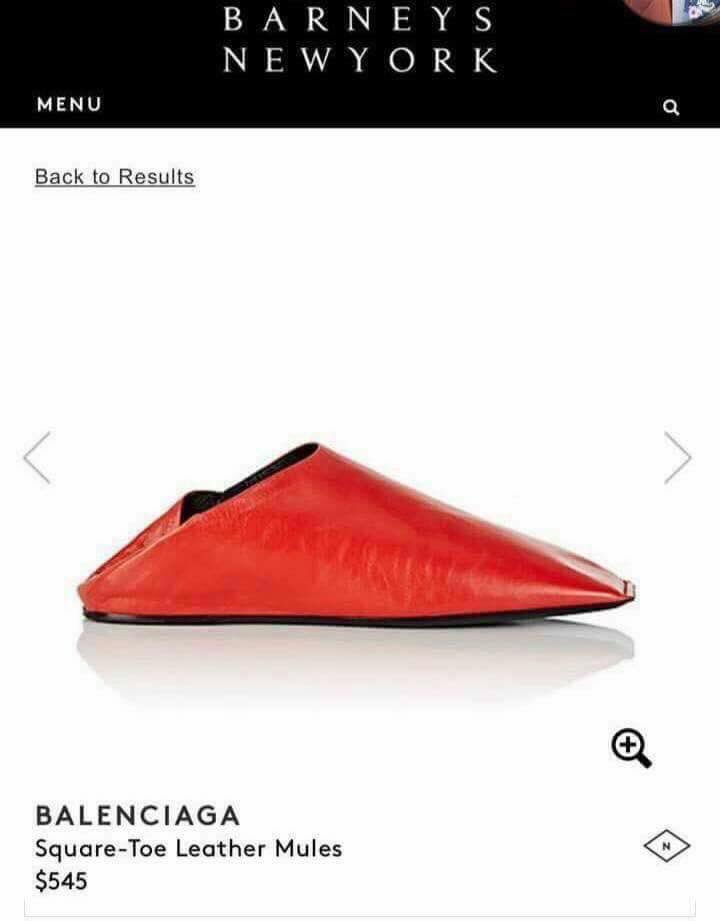 balenciaga square toe leather mules red