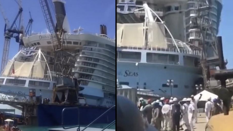 Heartstopping Moment Crane Collapses Through 1 Billion Dollar Cruise Ship Nestia