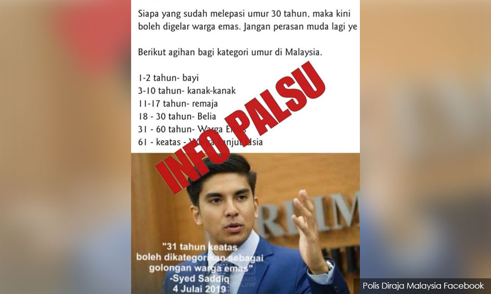 Cops issue stern warning over 'Warga Emas' fake post  Nestia