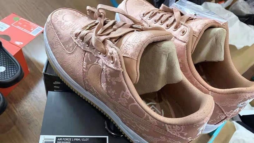 white and rose gold air force ones