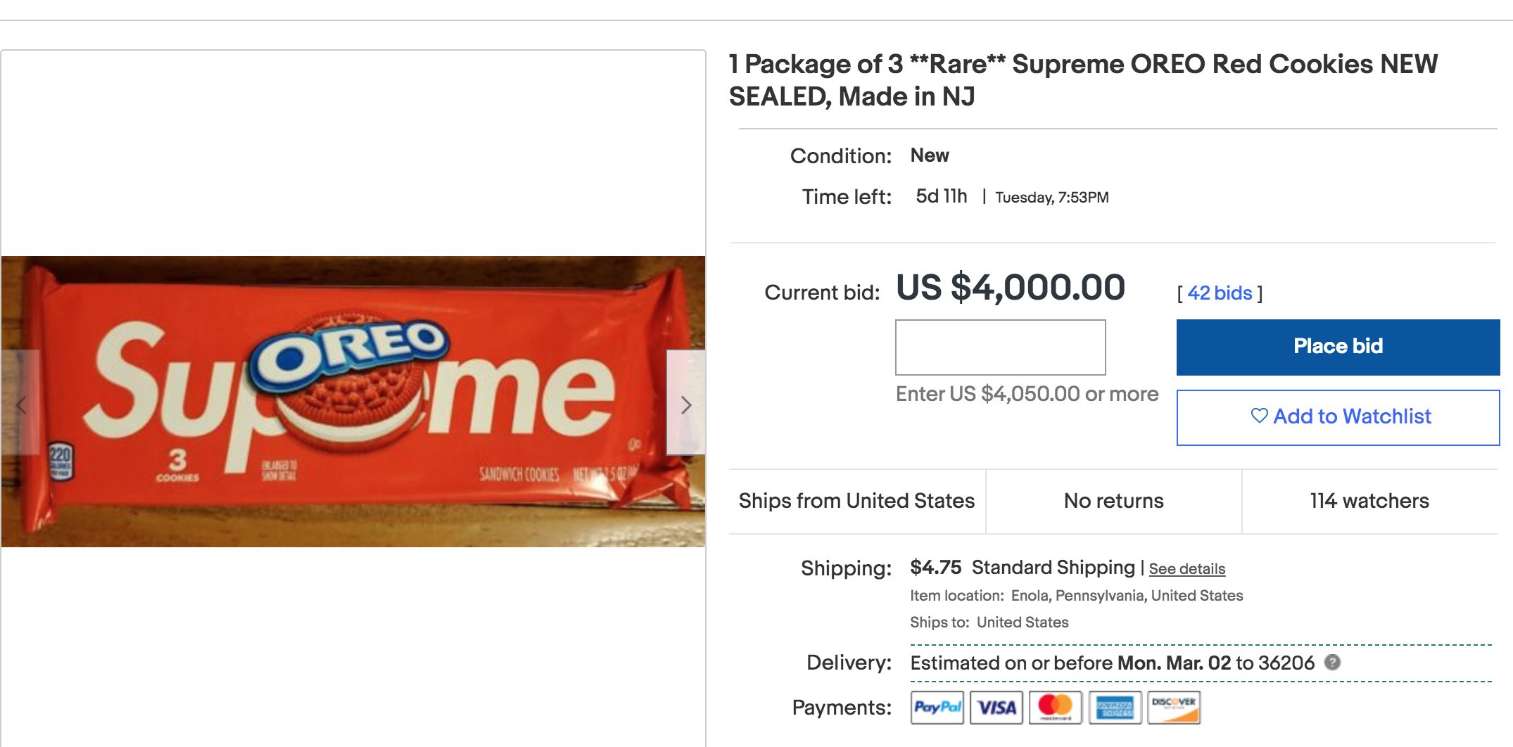 ebay supreme oreo