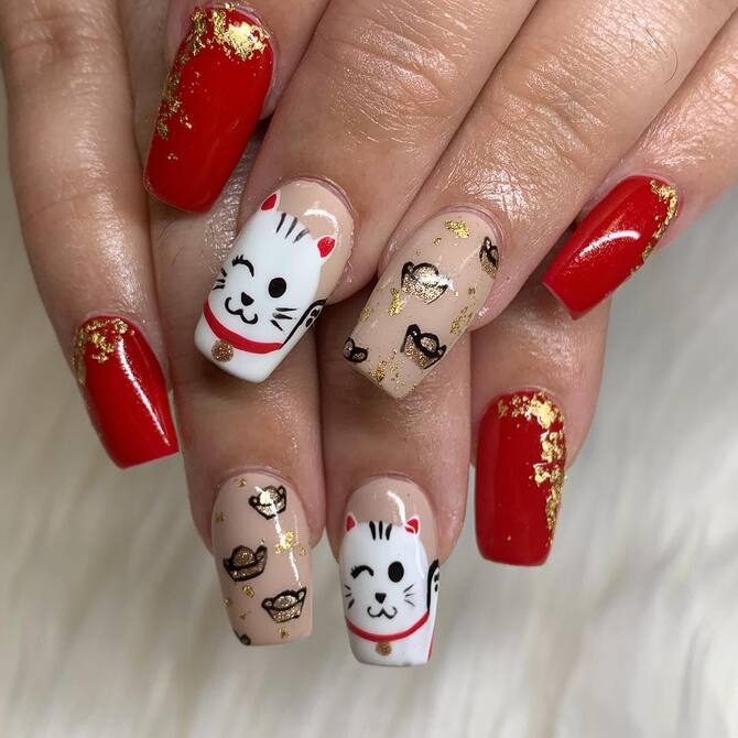 Best Chinese New Year Inspired Nail Looks: Red Packets, Flowers, Dragons,  And More | Nestia