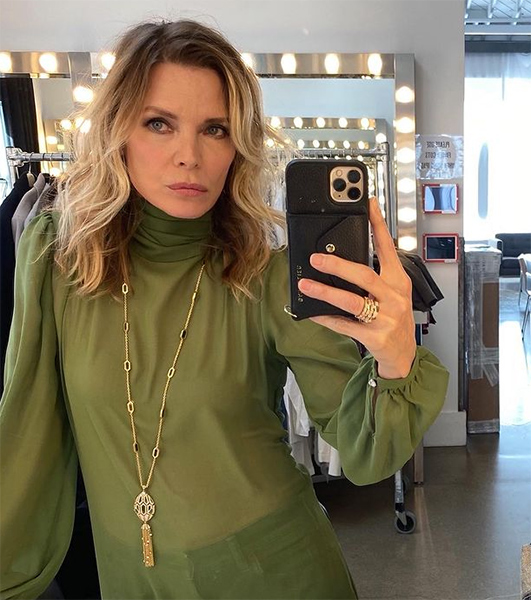 Michelle Pfeiffer looks so youthful as she poses in green sheer top | Nestia