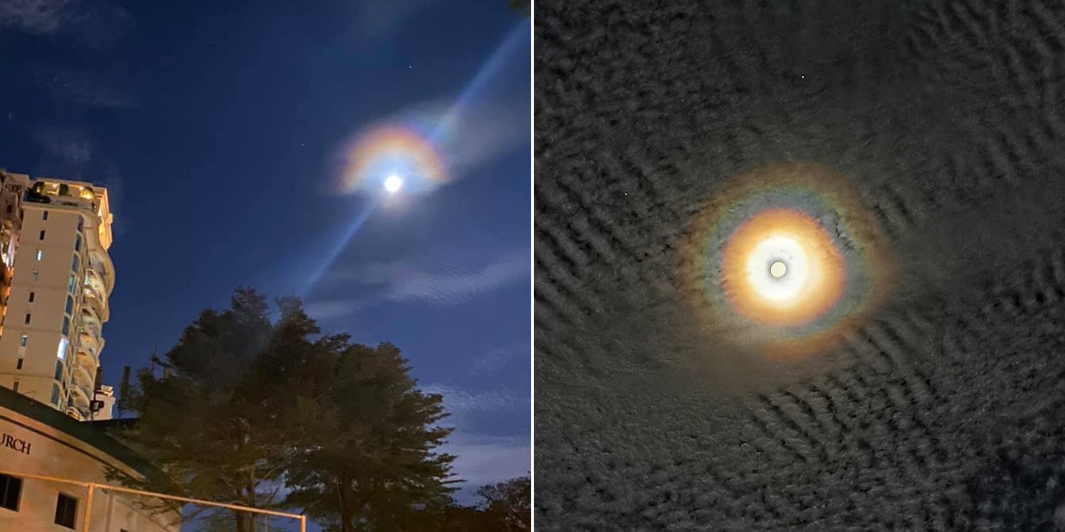 Rainbow halo forms around moon on 26 Mar night, s’pore residents