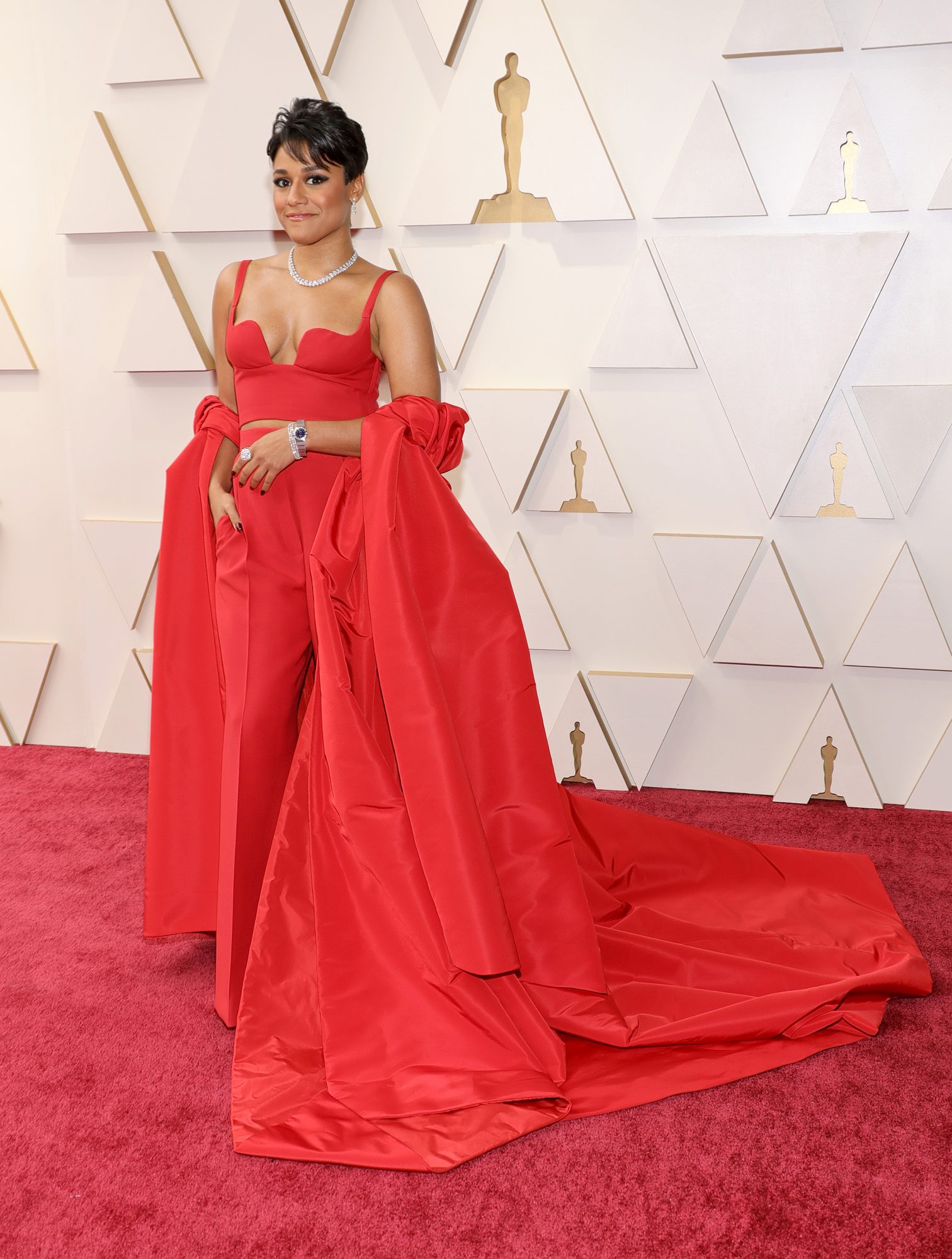 Ariana DeBose Matched the 2022 Oscars Red Carpet in a Stunning Pantsuit