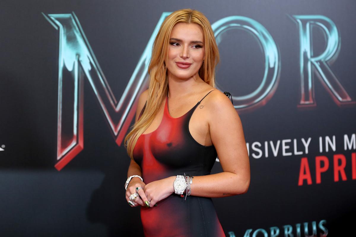 Bella Thorne poses in 'naked' dress for 'Morbius' red carpet | Nestia