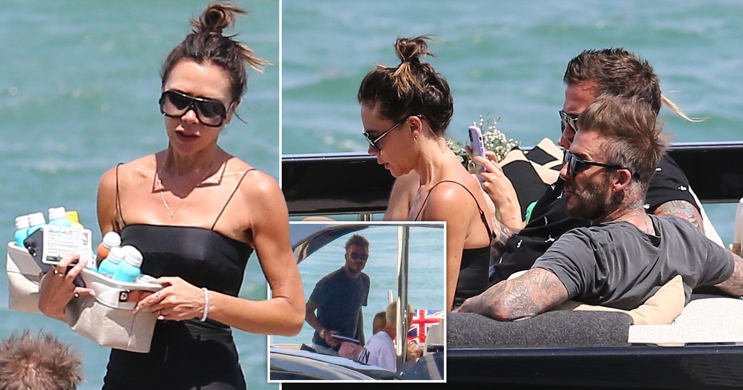 David & Victoria Beckham Relax On a Boat in Miami with Son Romeo