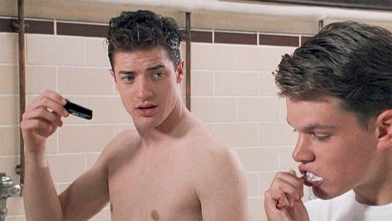 Brendan Fraser says he and Matt Damon were fully nude during School Ties  shower scene | Nestia