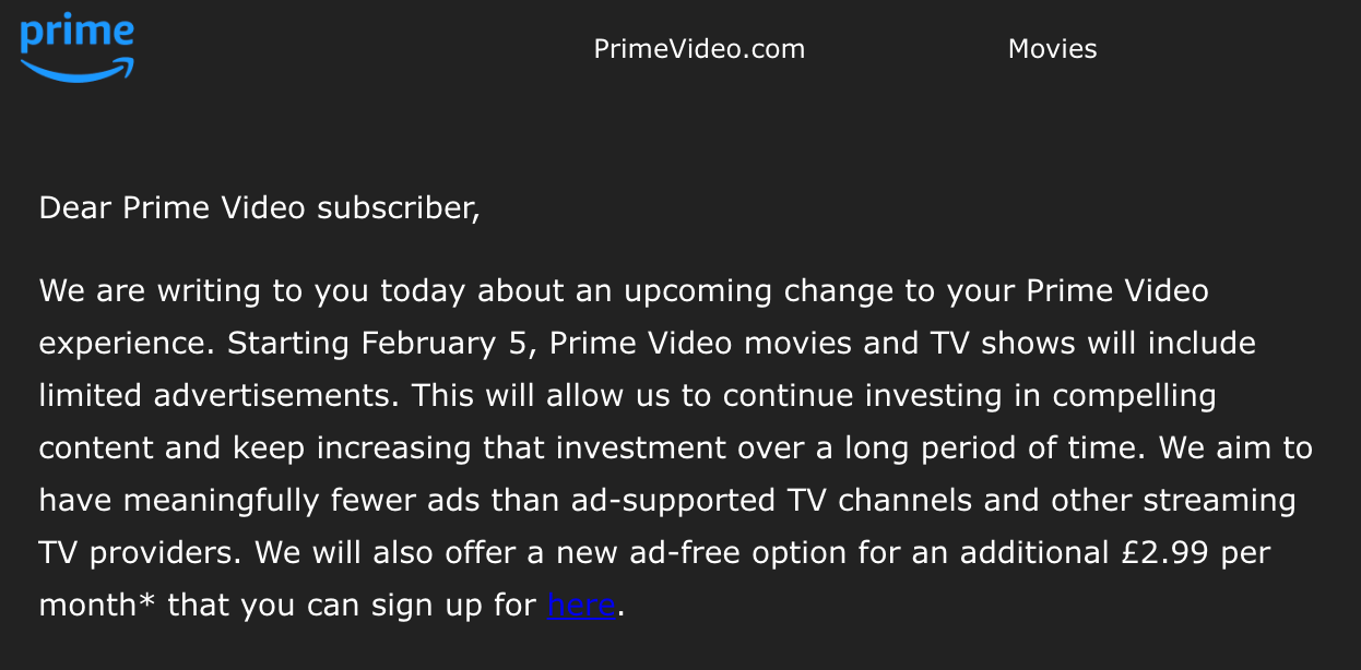 Date set for major change to Amazon Prime viewing experience that has